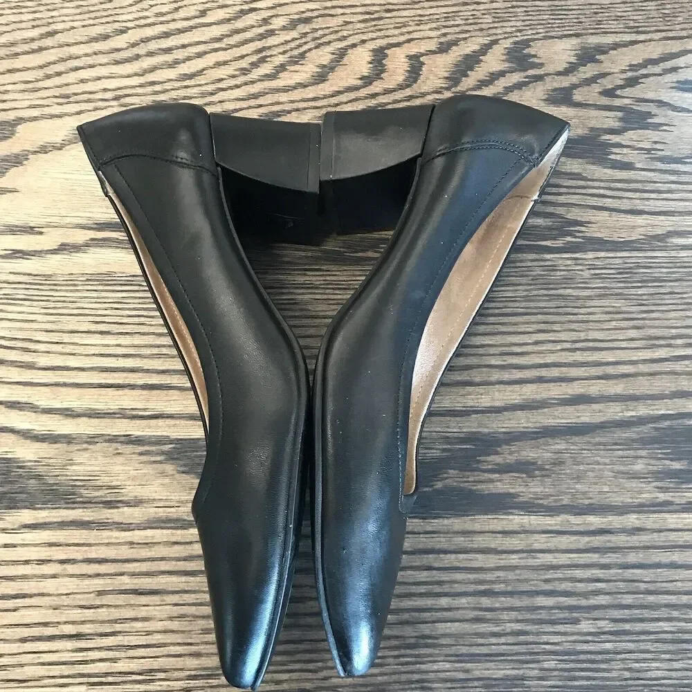 Paul Green Kami Black Soft Leather Block‎ Mid Heel Pointed Toe UK 5.5 US 8